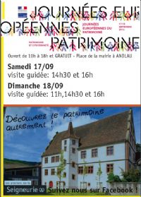 Journées Européennes du Patrimoine. Du 17 au 18 septembre 2016 à Andlau. Bas-Rhin. 